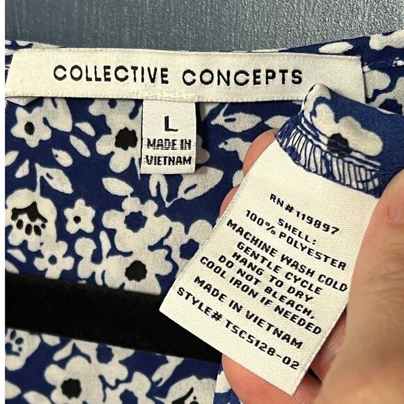 Collective Concepts (L) Naline Pleat Detail Tie Top - Stitch Fix V Neck Blouse - Picture 7 of 11